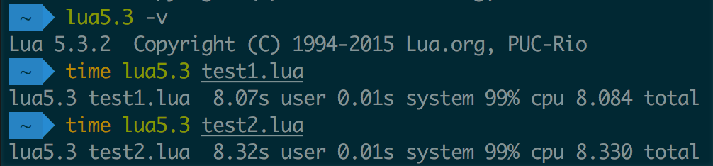Lua 5.3 测试结果